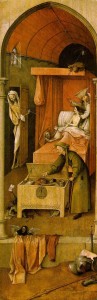 Hieronymus Bosch: Der Tod eines Geizhalses (Ausschnitt); Quelle: Wikimedia / The Yorck Project: 10.000 Meisterwerke der Malerei. DVD-ROM, 2002. ISBN 3936122202. Distributed by DIRECTMEDIA Publishing GmbH.