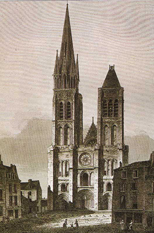 La basilique Saint-Denis en 1844-1845. Quelle: Wikimedia commons.