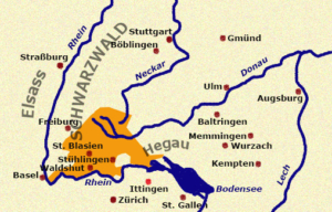 Gebiet (orange), in dem der Bauernkrieg seinen Anfang genommen hat. Karte: Michael Schnell