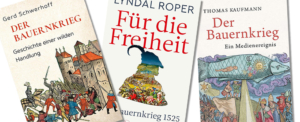 Cover der besprochenen aktuellen Bücher von Lyndal Roper, Gerd Schwerhoff und Thomas Kaufmann. Montage: Michael Schnell