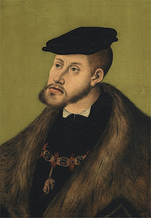 Bildnis Kaiser Karls V. (1533) von Lucas Cranach dem Älteren (Wikimedia commons, public domain)