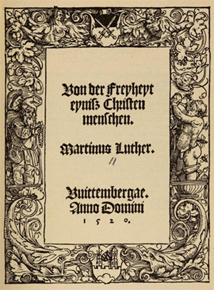 Erste Seite von Luthers Schrift Von der Freiheit eines Christenmenschen (Google Books)