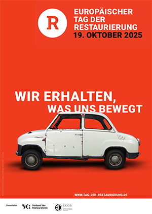 Plakat 2025 zum 8. Europäischen Tag der Restaurierung; Bild: Verband der Restauratoren