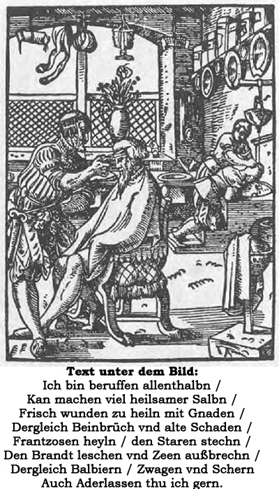 Jost Amman: Der Balbierer, in: Hans Sachs: Eigentliche Beschreibung aller Stände auf Erden (1568)