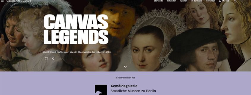 Screenshot Website der Gemäldegalerie Berlin zum Projekt Canvas Legends