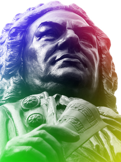 Denkmal in Leipzig: Johann Sebastian Bach; Bild: Michael Schnell, mit Farben verändert