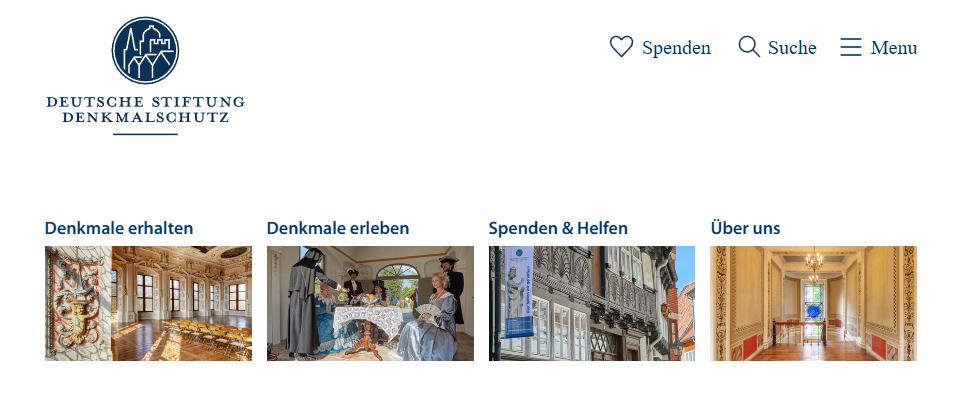 Screenshot der Website der Deutsche Stiftung Denkmalschutz